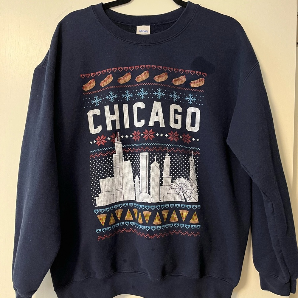 Navy Chicago Skyline Unisex Christmas Sweater